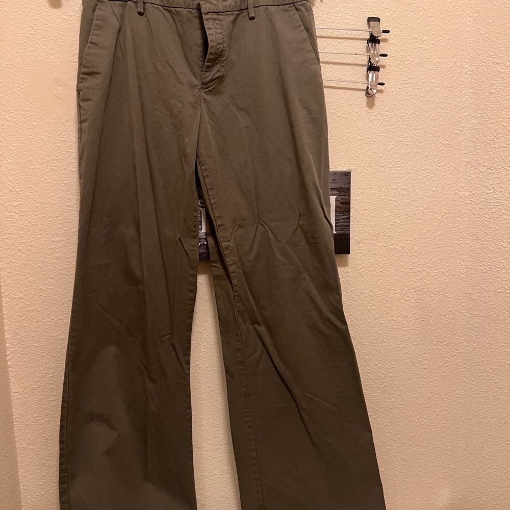 Super comfy grey/green Gap Khakis. Tab front.  Size 6